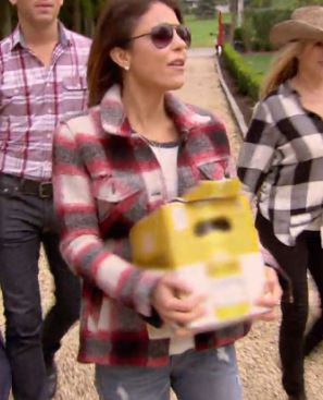 Bethenny Frankel's Red Plaid Jacket in the Hamptons