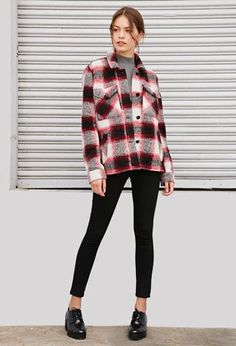 Forever 21 Red Wool Plaid Jacket 
