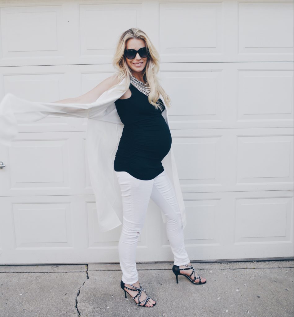 Black and white maternity outfit