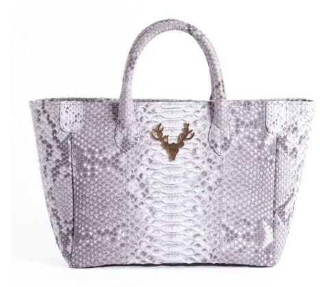 White Python Purse with Gold Stag Deer Head