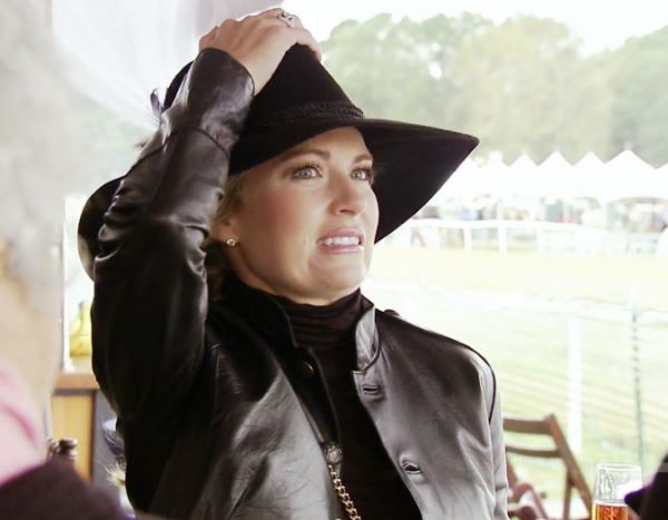 Cameran Eubanks Black Hat with Rope and Feathers at the Charleston Cup on Season 3 Episode 9 of Southern Charm