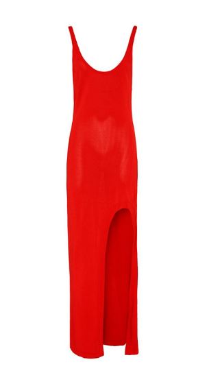 Red Barbara Bui Slit Maxi Dress