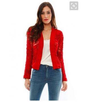 Teresa Guidice's Red Shredded Leather Jacket by Alexis