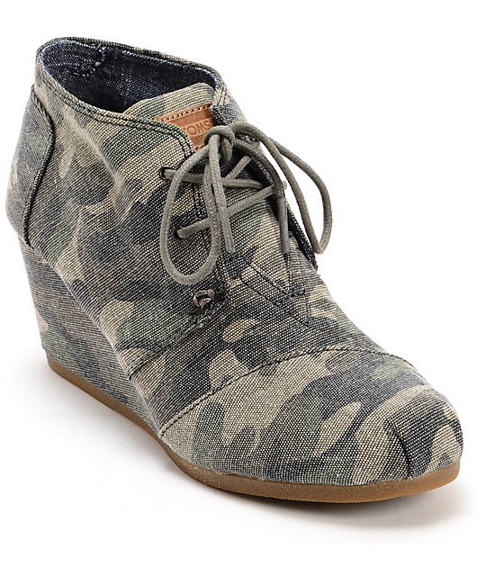 Tods Camo Desert Wedge Shoes