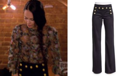 Jules Wainstein's Gold Button High-Waisted Pants