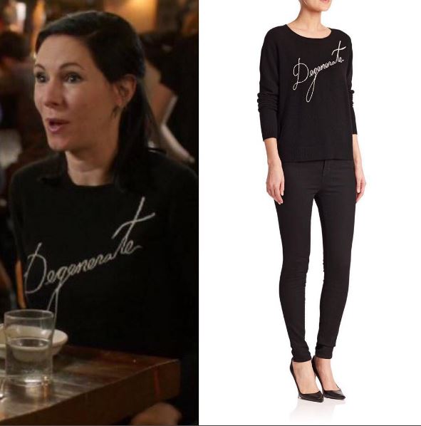Odd mom out fashion: Jill's "Degenerate" sweater by Milly