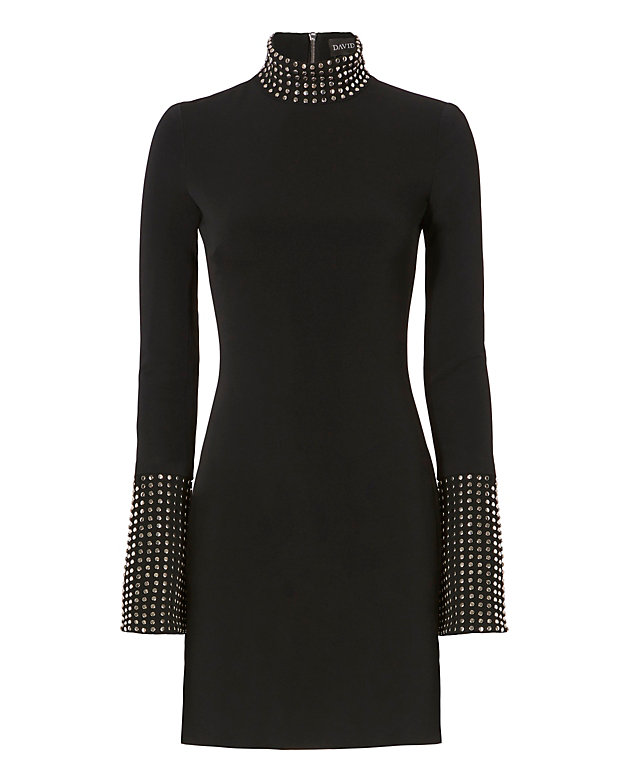 Black dress with silver studded cuffs and collar