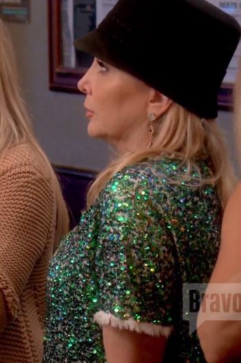 Shannon Beador's Green Sequin and Tulle Short Sleeve Top