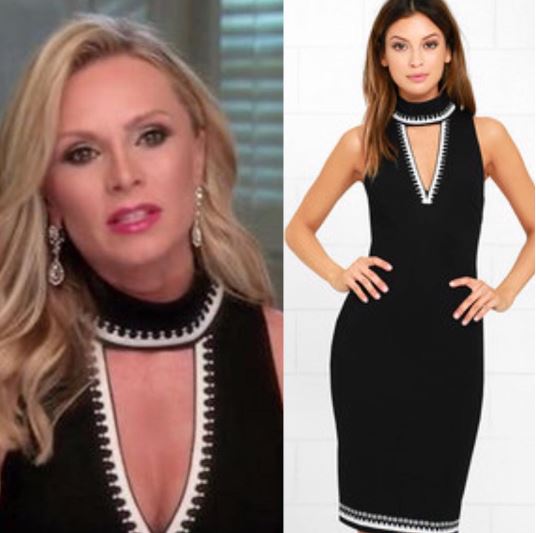 Tamra Judge’s Black & White Keyhole Cut Out Dress During Interviews