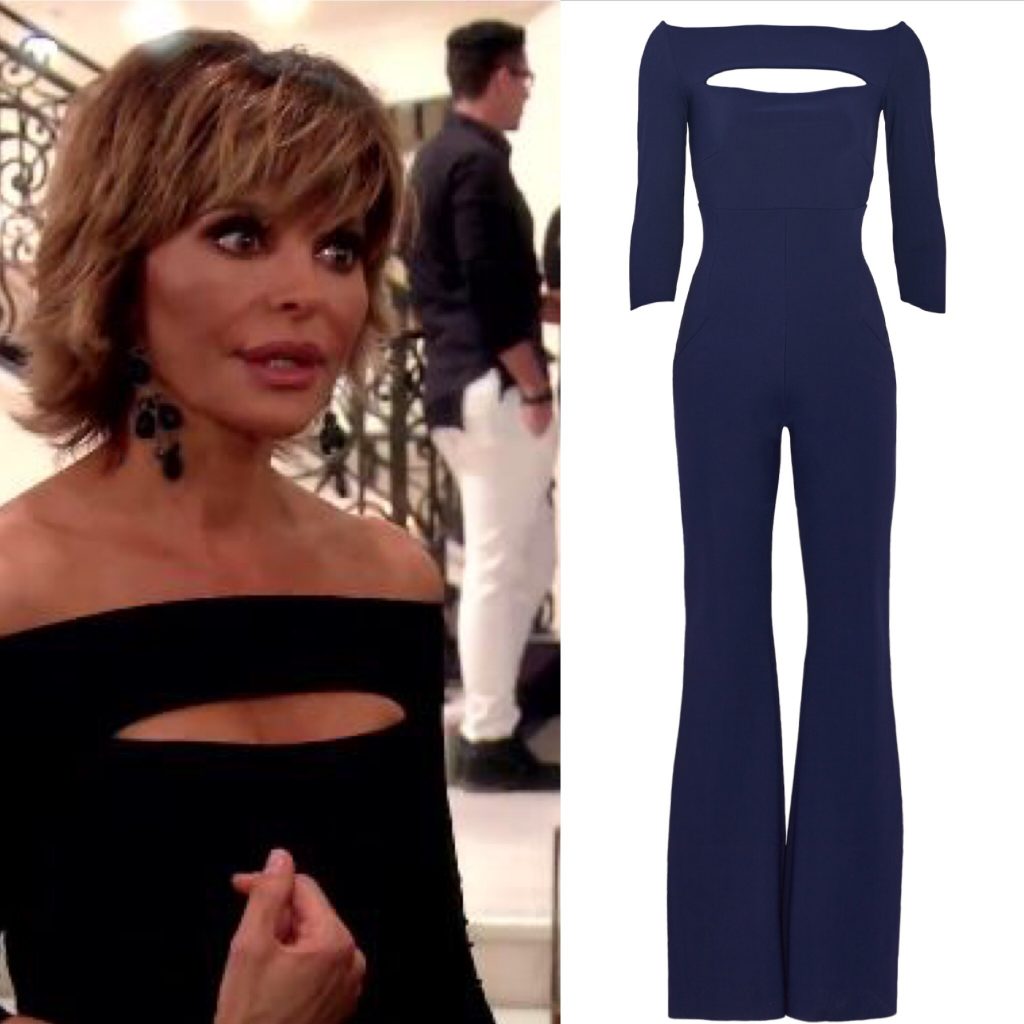 Lisa Rinna's Black Off the Shoulder Jumpsuit with Cut Outs 
