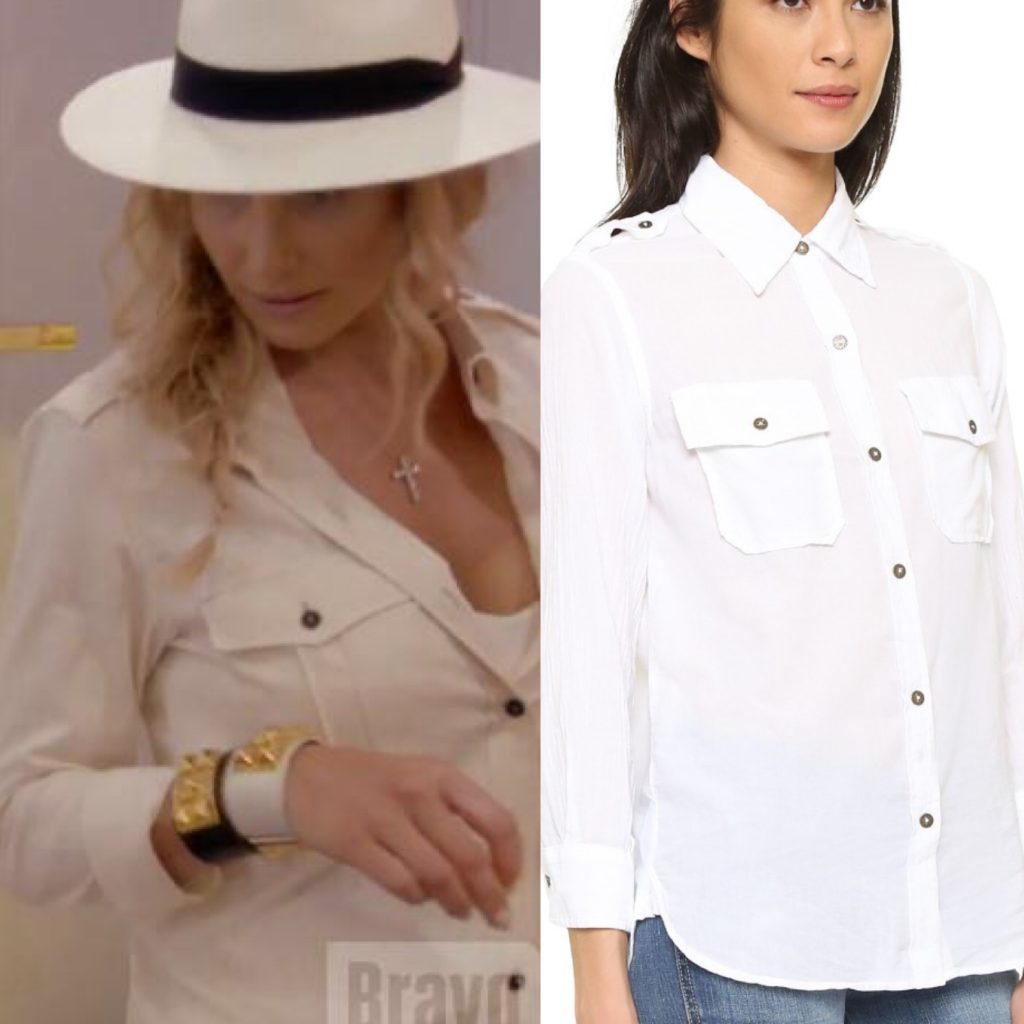 Adela Kings White Button Down Shirt with Epaulette