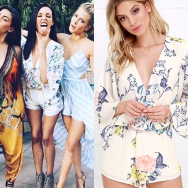 Scheana Shay's Floral Bell Sleeve Romper 