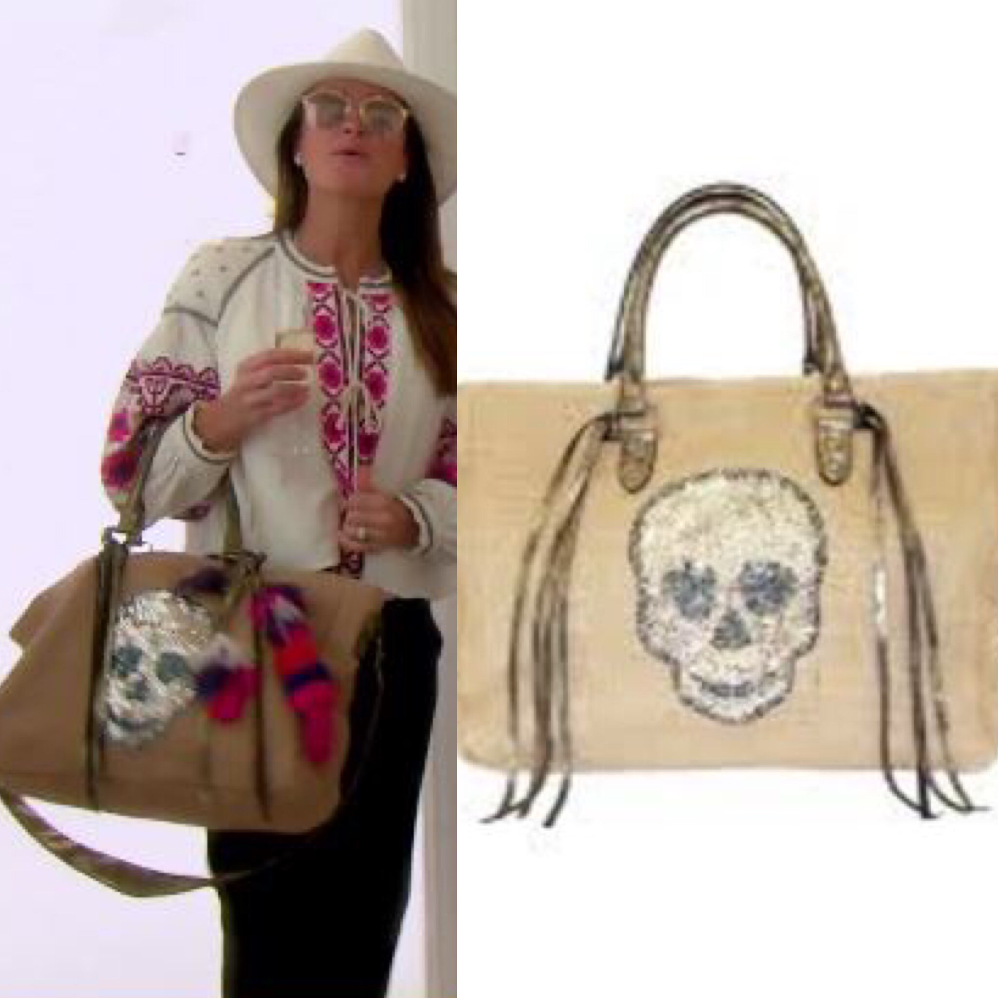 Kyle Richards' Sequin Skull Tote Bag