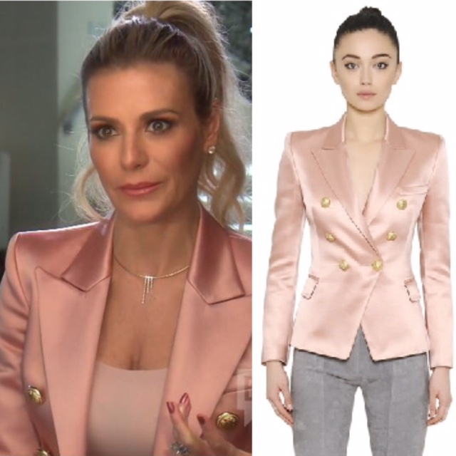 Dorit Kemsley's Pink Satin Blazer with Gold Buttons