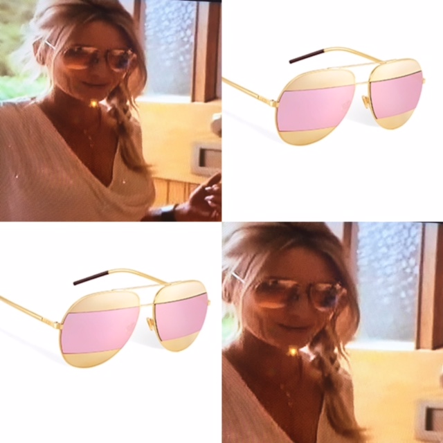 Adela King's Pink and Gold Aviator Sunglasses 