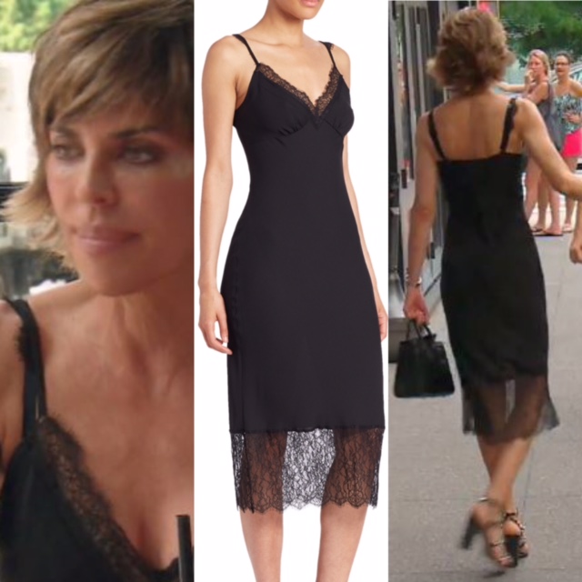 Lisa Rinna's Black Lace Trim Slip Dress