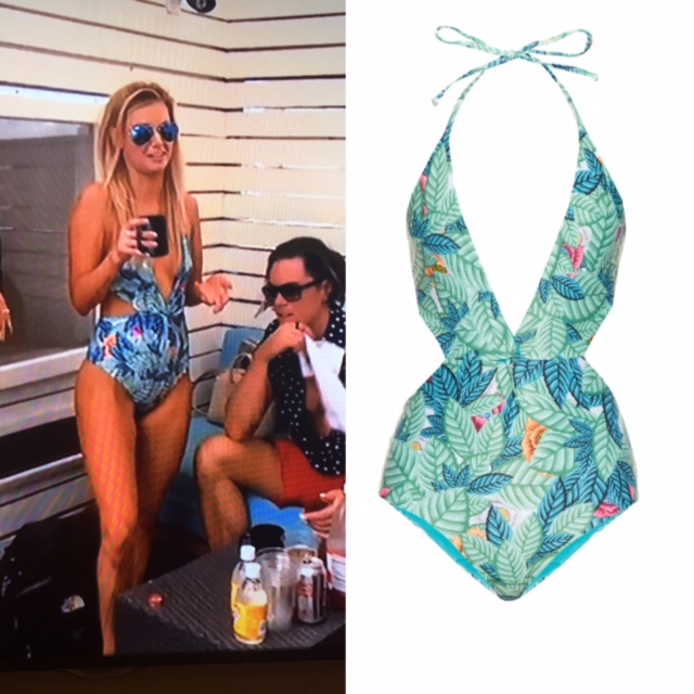 Ariana Madix's Green Leaf Print Cut Out Bathing Suit