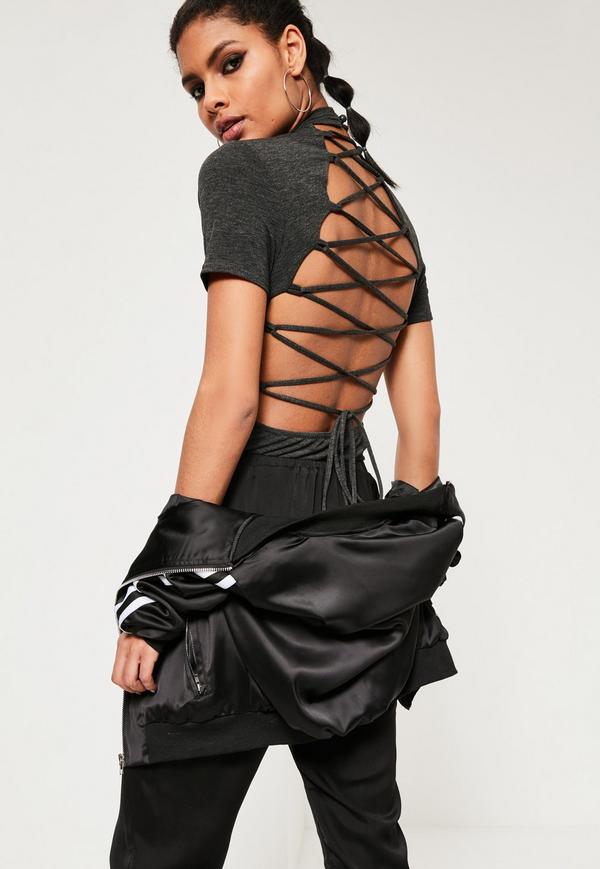 Missguided Lace Up Back Bodysuit 