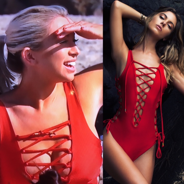 Stassi Schroeder's Red Lace Up Bathing Suit