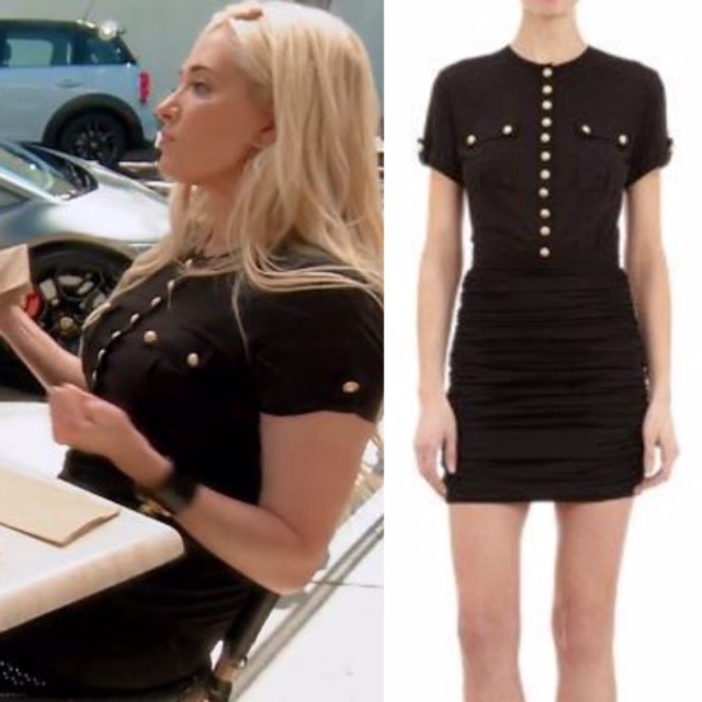 Erika Girardi's Black Tee with Gold Buttons at Lunch with Eileen