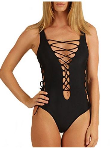 Womens Strappy Lace Up Bathing Suit