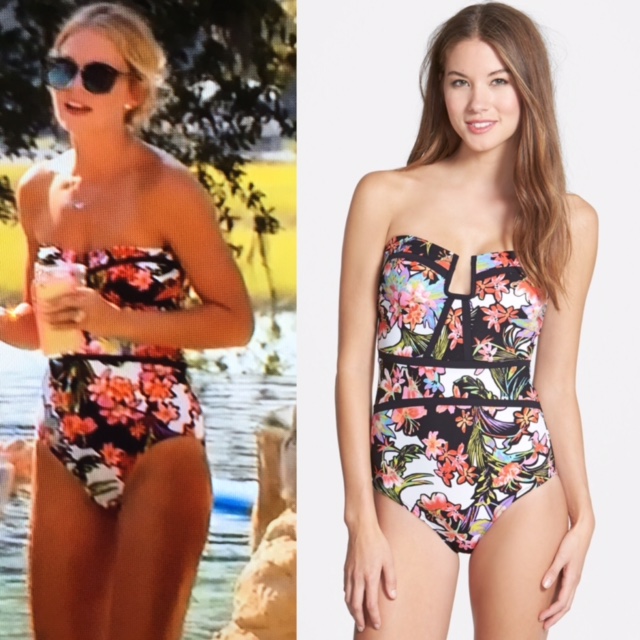 Cameran Eubanks' Strapless Floral Print Swimsuit