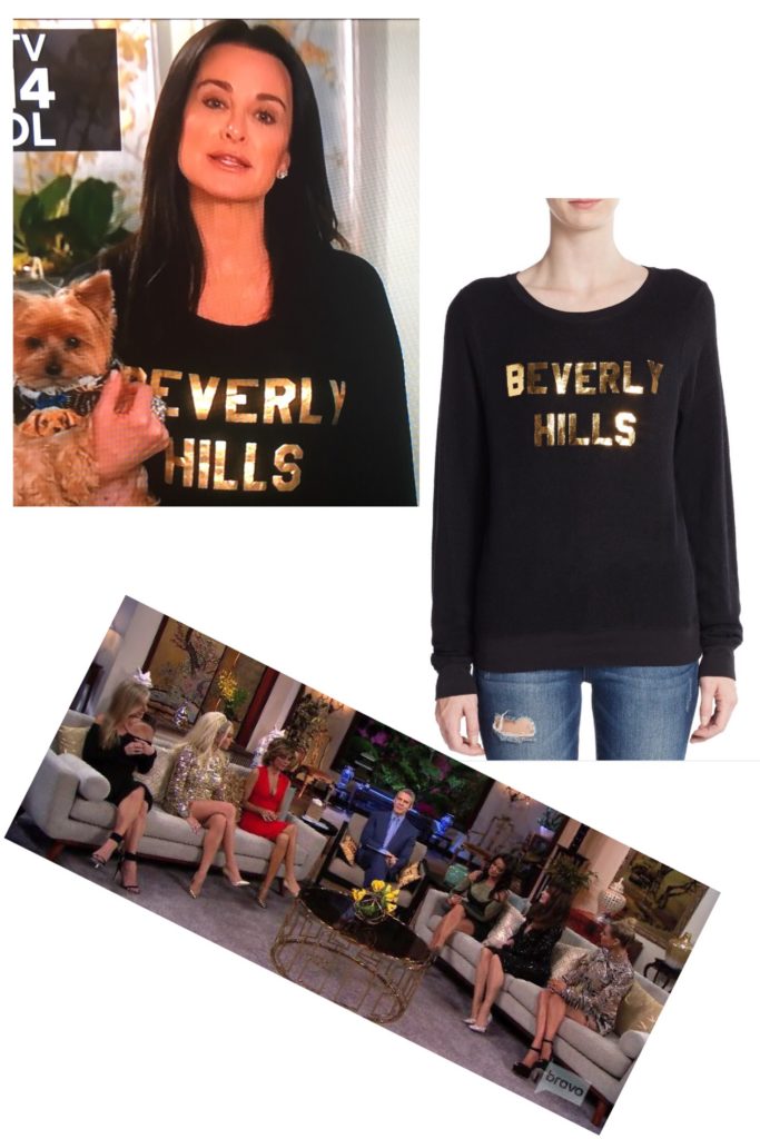 Kyle Richards' Black and Gold Beverly Hills Sweatshirt