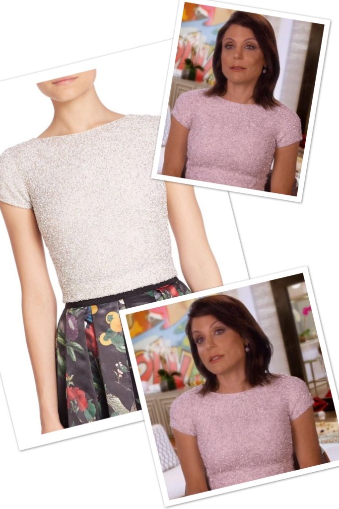 Bethenny Frankels' Bead Embellished Interview Top Season 9 Real Housewives of New York Fashion Alice + Olivia Kelli Top