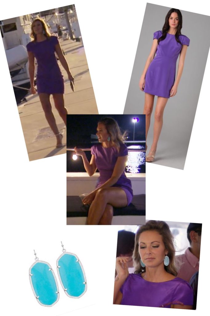 Chelsea Meissner’s Purple Cap Sleeve Dress & Turquoise Earrings