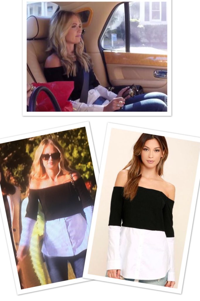 Cameran Eubanks' Black and White Layered Off the Shoulder Top