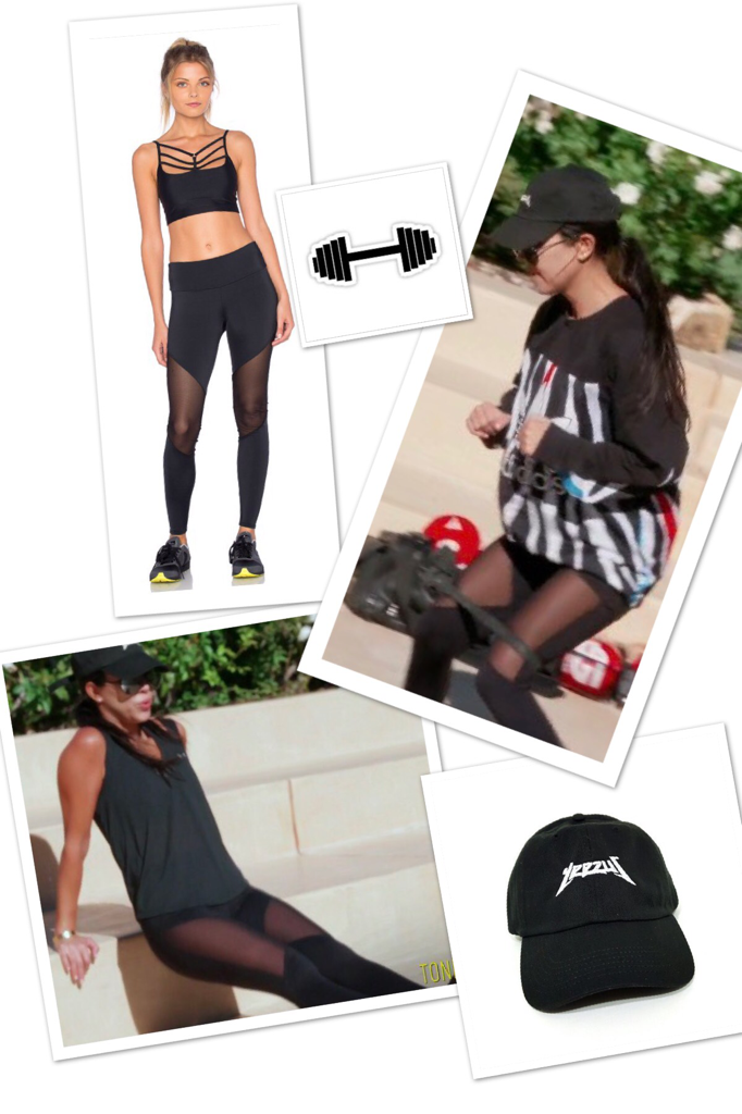 Kourtney Kardashian's black mesh sheer leggings
