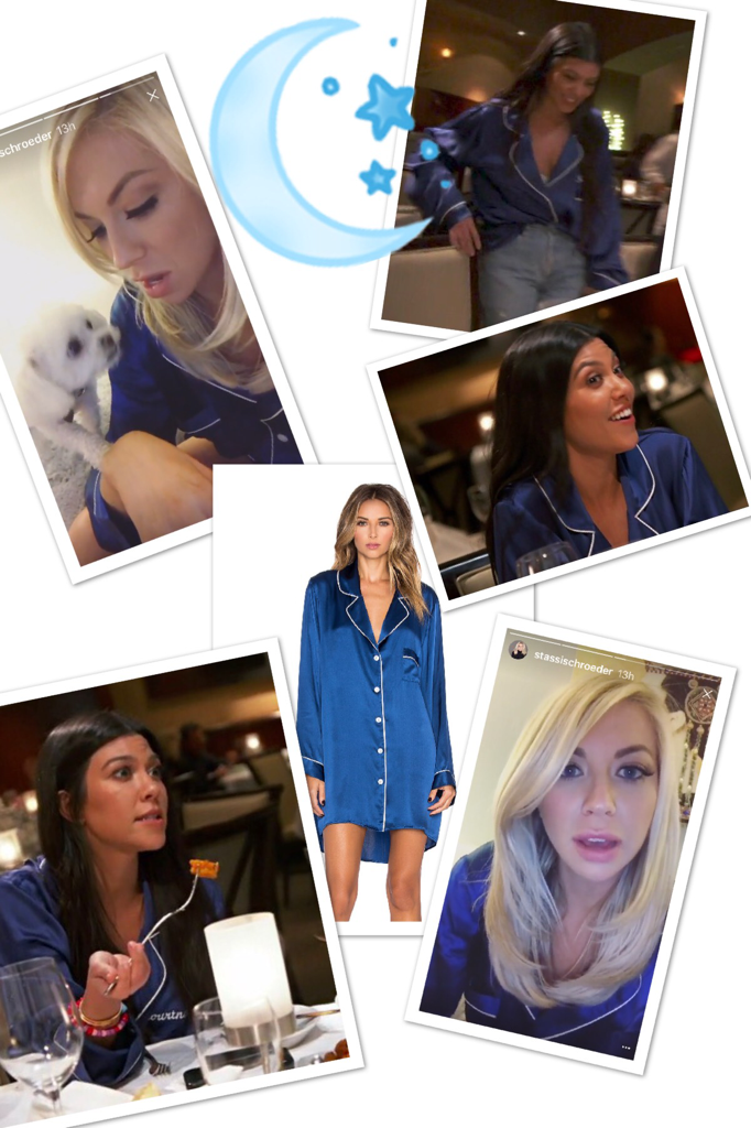 Kourtney Kardashian and Stassi Schroeder's Blue Silk Pajama Shirt