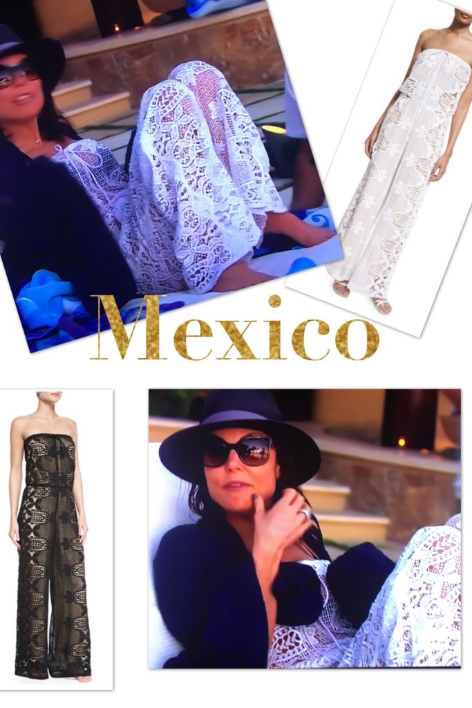 Bethenny Frankel wearing the Miguelina white lace Piper jumpsuit
