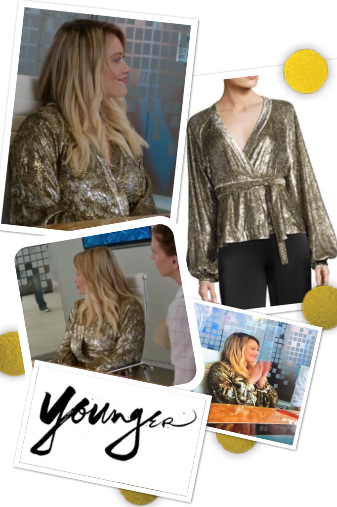 Kelsey Peters' Gold Wrap Top on Younger