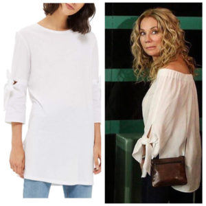 Kathy Lee Gifford Inspired White Bow Sleeve Top