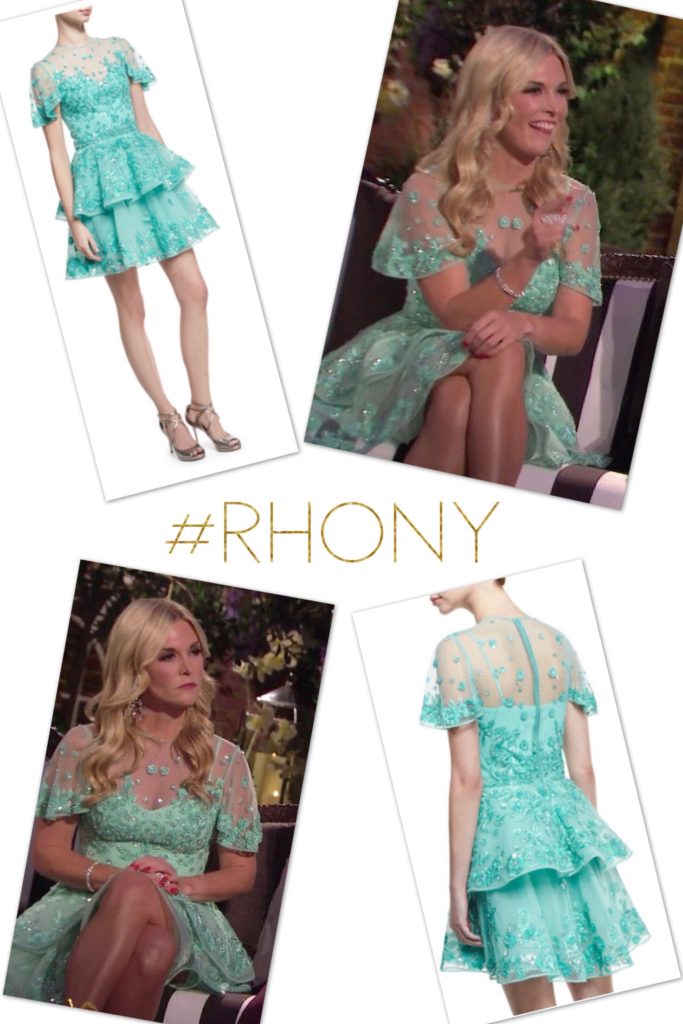Tinsley Mortimer wearing the Zuhair Murad Beaded Tulle Fit & Flare Party Dress in blue