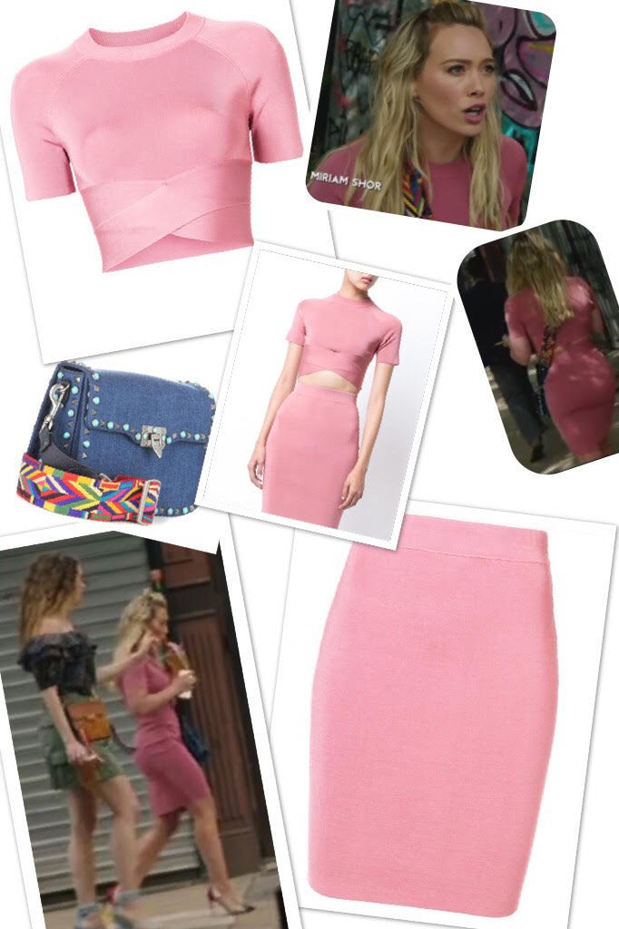Kelsey Peters' Pink Bandage Crop Top and Skirt