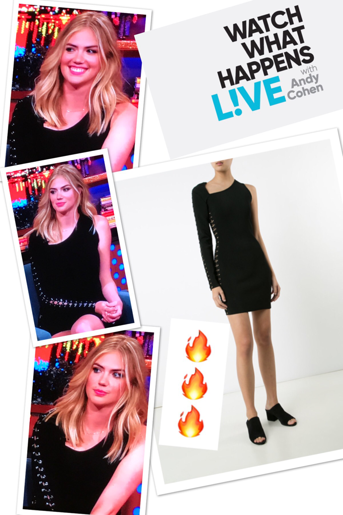 Kate Upton's One Sleeve Lace Up Dress on WWHL