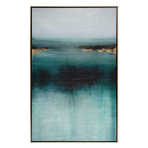 Kelly Dodd's Teal Metallic Canvas Paining in Her Living Room