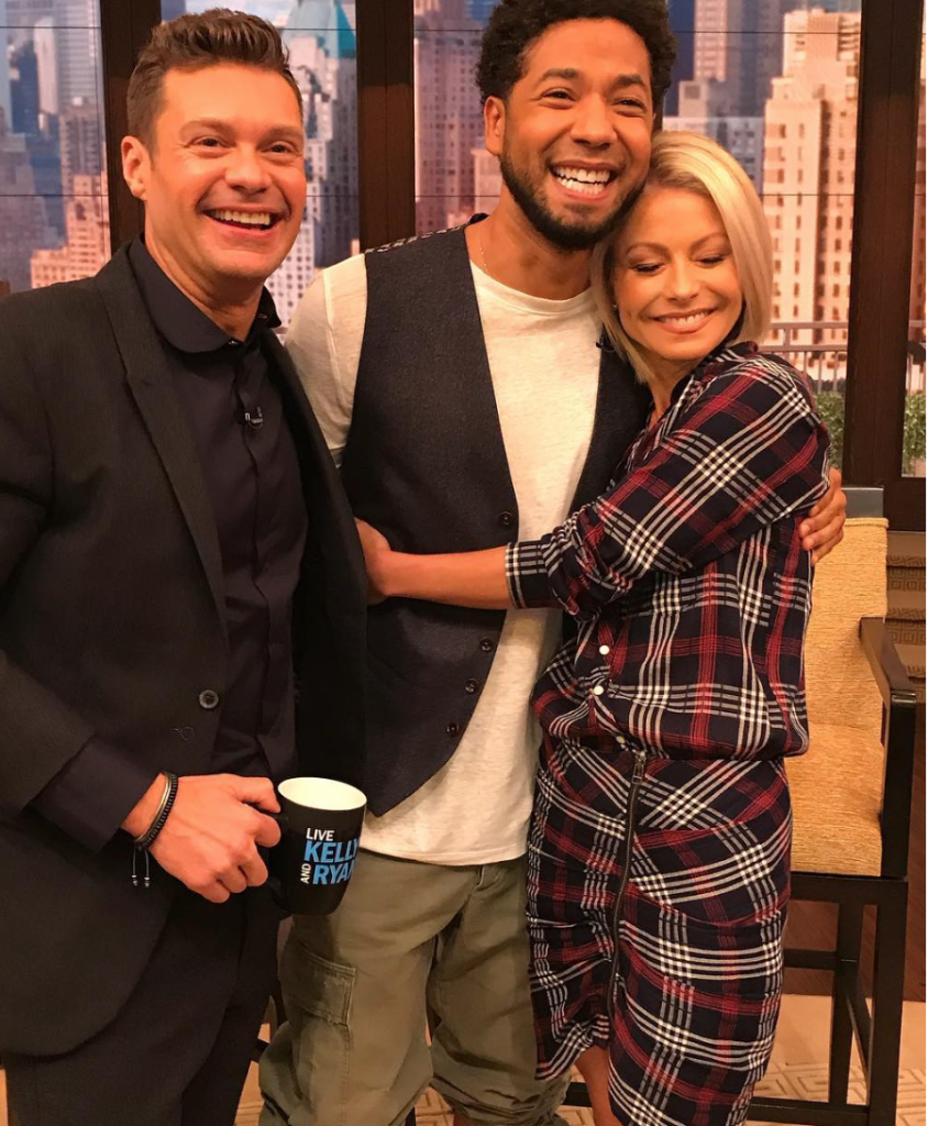 Kelly Ripa's Rouched Red and White Plaid Dress