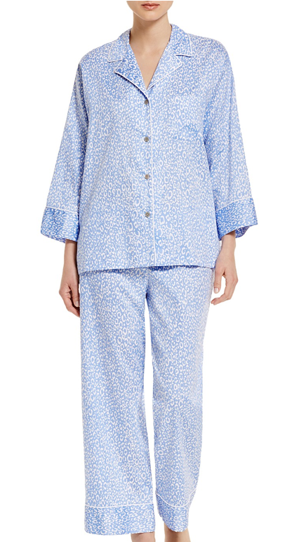 Grace Adler's Blue Leopard Print Pajama Set