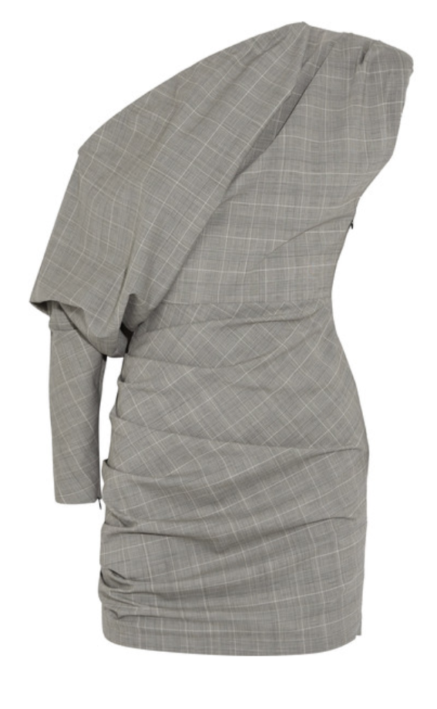 Jennifer Hudson's Grey Off the Shoulder Plaid Dress