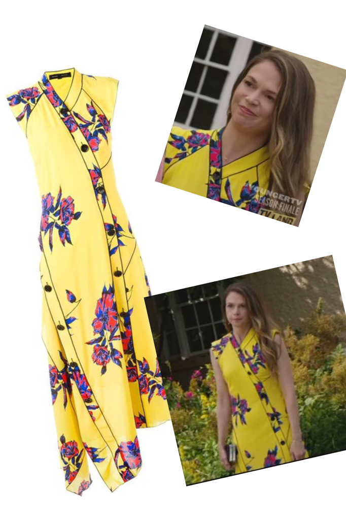 Liza Miller’s Yellow Floral Asymmetrical Dress