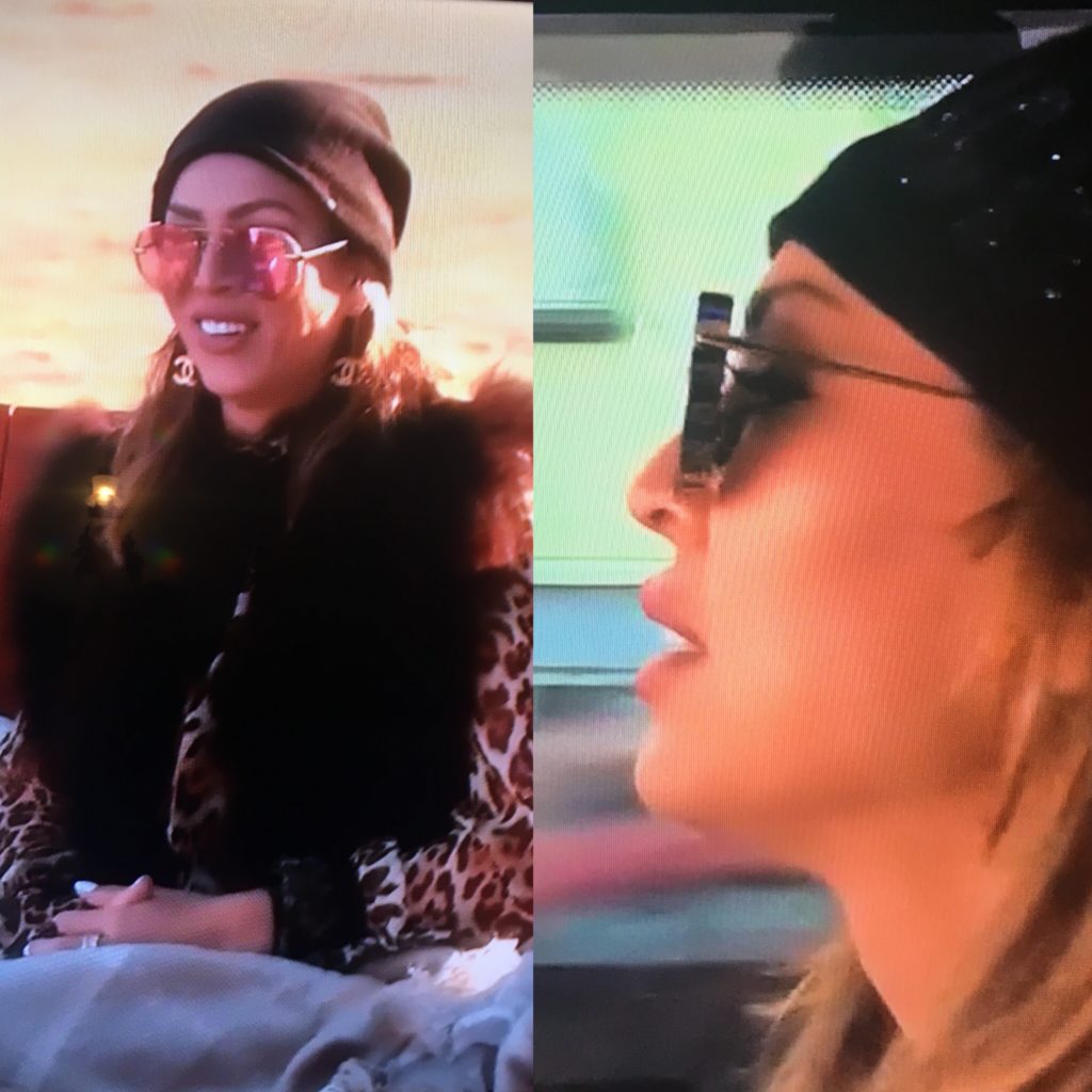 Kelly Dodd's Thick Mirrored Aviator Sunglasses in Iceland 