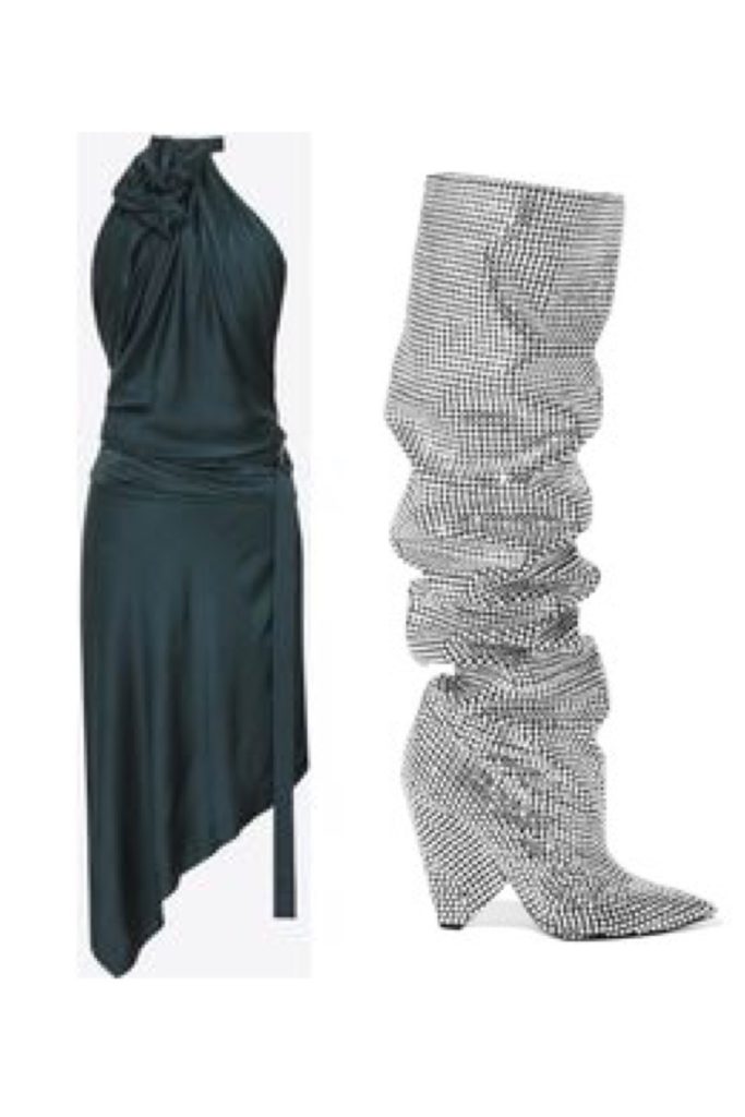 Kim Zolciak Biermann's Green Dress and Rhinestone Boots