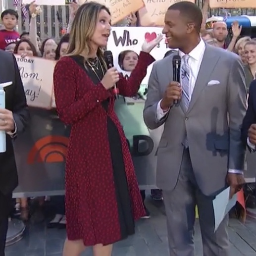 Savannah Guthrie's Red Dotted Midi Long Sleeve Dress