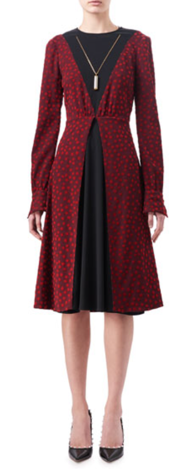 Savannah Guthrie's Red Dotted Midi Long Sleeve Dress