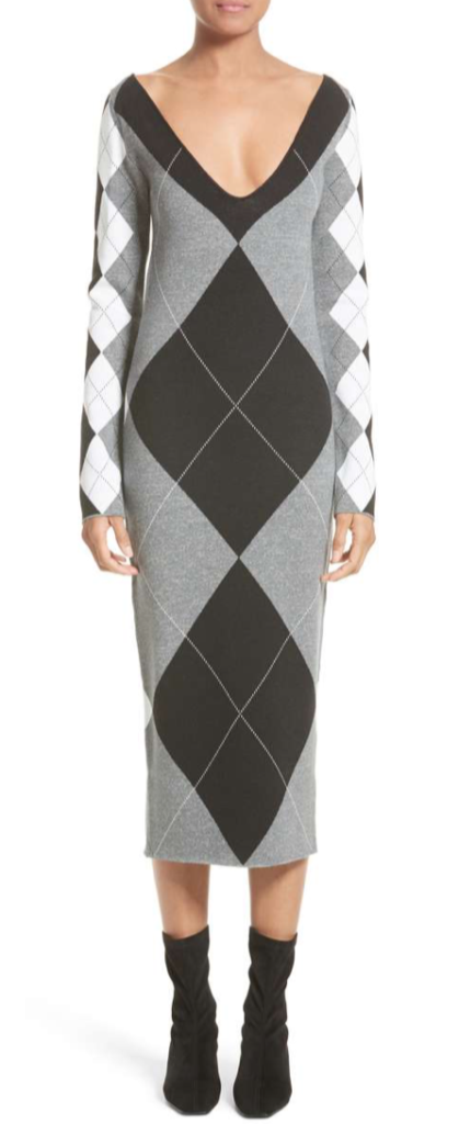 Karen Walker's Argyle Long Sleeve Sweater Dress