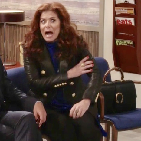 Grace Adler's Leather Blazer With Gold Buttons
