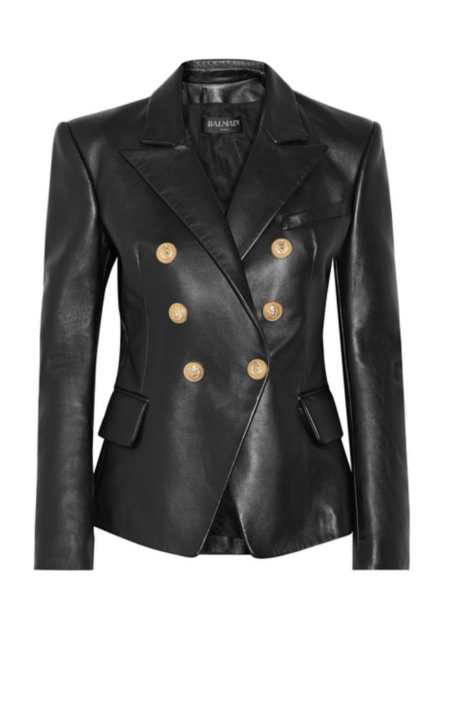 Grace Adler's Leather Blazer With Gold Buttons